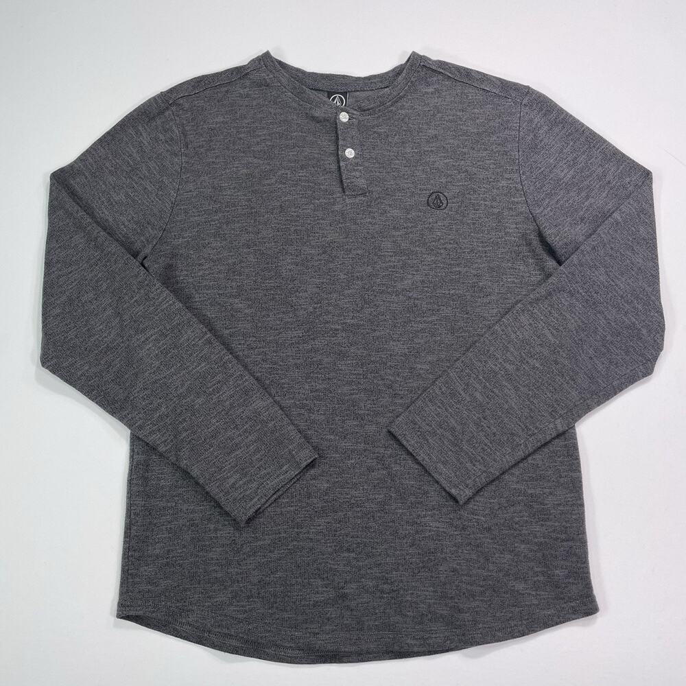 Volcom Henley Thermal Shirt Men’s Medium Gray Long Sleeve Base Layer